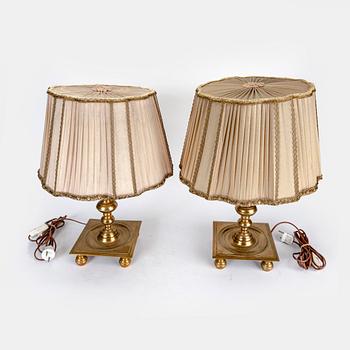 A set of two bronze 1930/40s Baroque style table lamps.