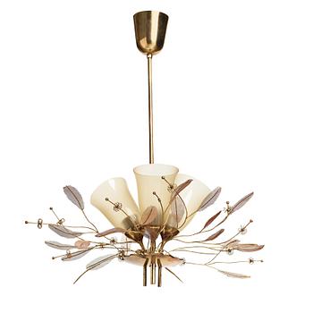 Paavo Tynell, a brass ceiling light, model 9029/3 for Taito OY, Finland 1950's.