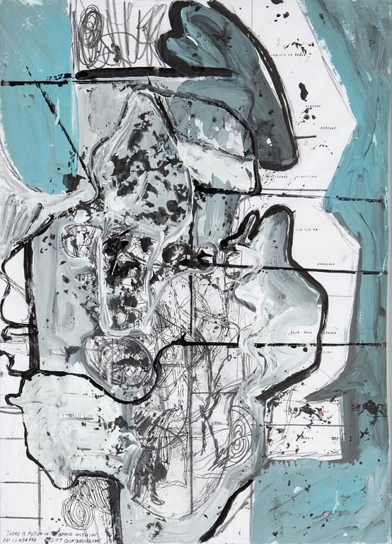 CARL MICHAEL LUNDBERG,blandteknik och collage, signerad CM Lundberg och daterad 91209.