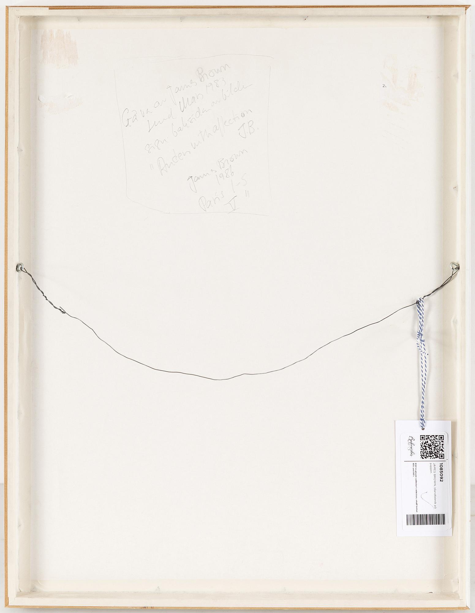 JAMES BROWN, mixed media on paper, signed James Brown and dated 1986.