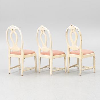 Three Gustavian chairs, late 18th Century.