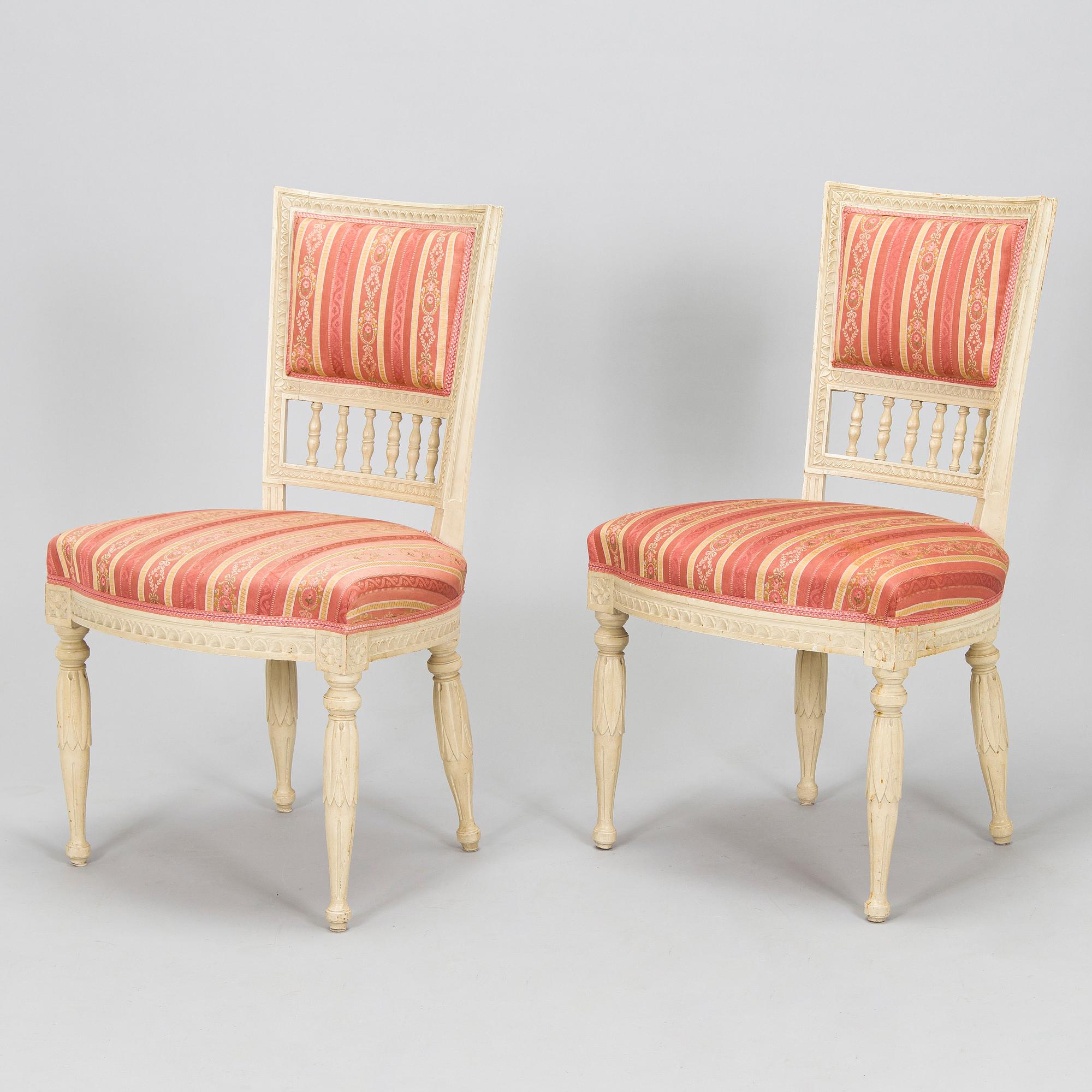 A pair of late Gustavian chairs, early 19th century.