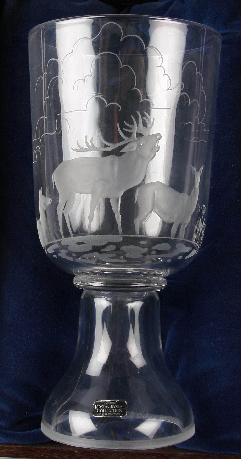 POKAL, glas, Harald Wiberg, Kosta. Sign och dat 1980. Numr 30/100.