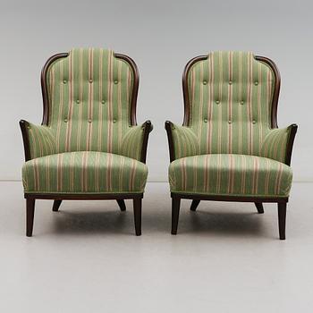 FÅTÖLJER, 1 par, "Vår Fru", Carl Malmsten, AB O.H. Sjögren, Tranås.