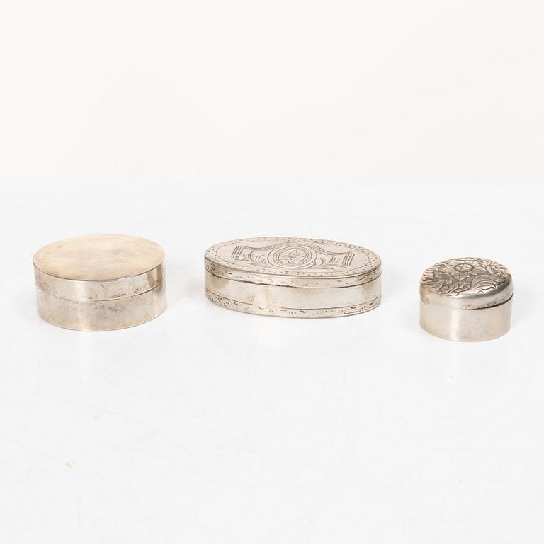 Dosor, 3 st,  silver, Sverige 1700-1800-tal.