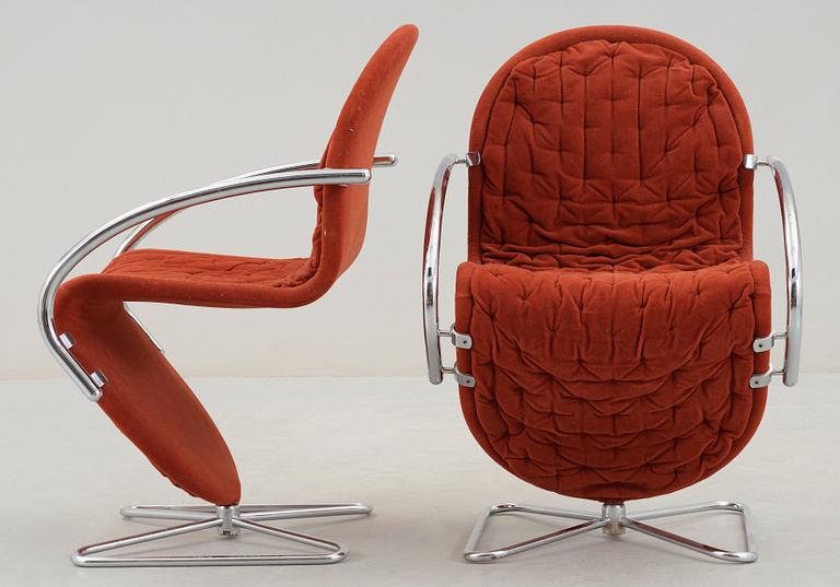 A set of four Verner Panton 'System 1-2-3 Lounge Deluxe' chairs, Fritz Hansen, Denmark 1970's.
