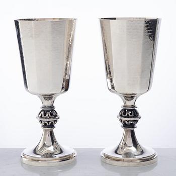 Eric Löfman, A set of twelve silver wine glasses, KG Markströms, Uppsala 1977-1978.