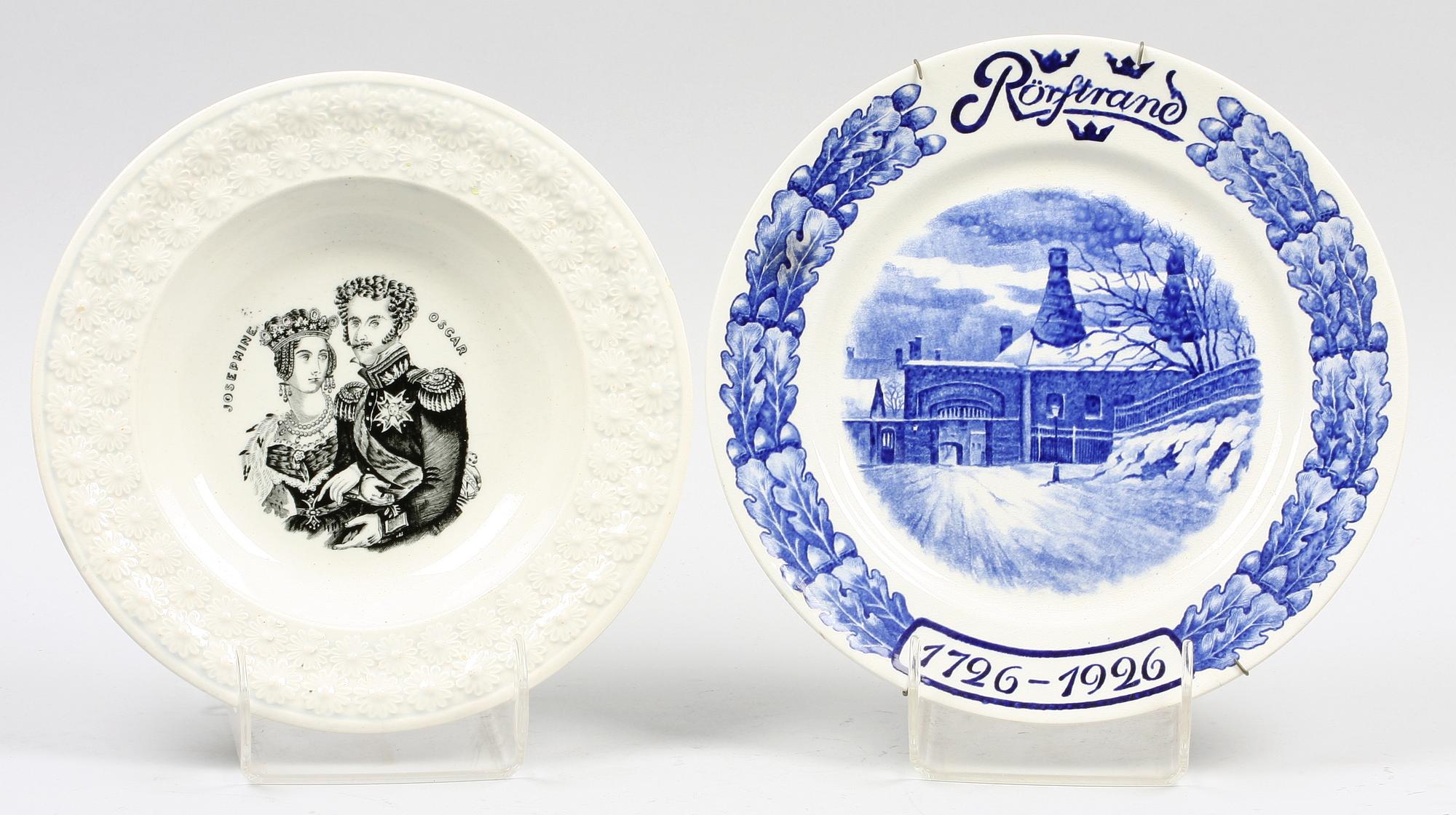 TALLRIKAR, 4 st. Flintgods. Bl a Gustafsberg.