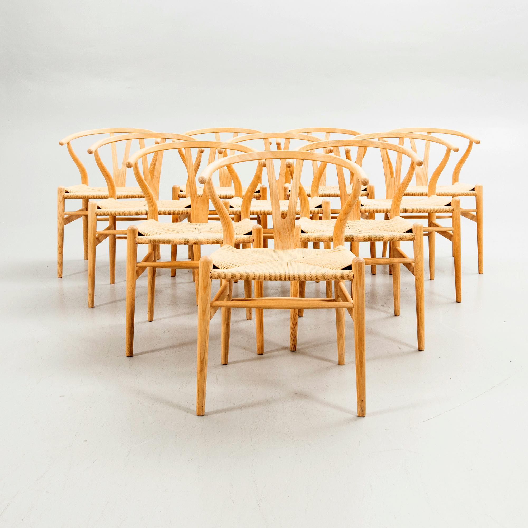 Hans J. Wegner, chairs, 10 pcs, "Y-chair", Carl Hansen & Son, Denmark, modern production.