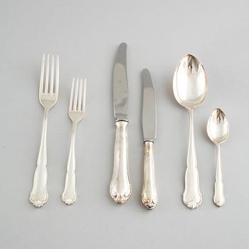 72 silver cutlery by C.G Hallberg, Stockholm, 20th century.
