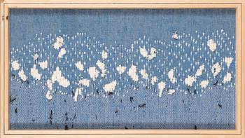 Riitta-Maija Oksanen, bildväv, signerad RMO, för Helmi Vuorelma. Ca 48x85 cm.