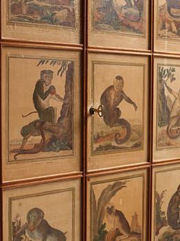 Josef Frank, 'Apskåpet' (The monkey cabinet), a rare cabinet covered with prints of different monkeys, Svenskt Tenn, Sweden ca 1941.