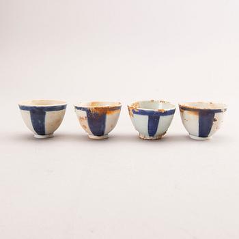 A set of four Kangxi porcelain shipwrecked winecups.