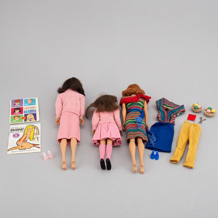 A set of four 1960's Barbiedolls with accessories, Mattel.