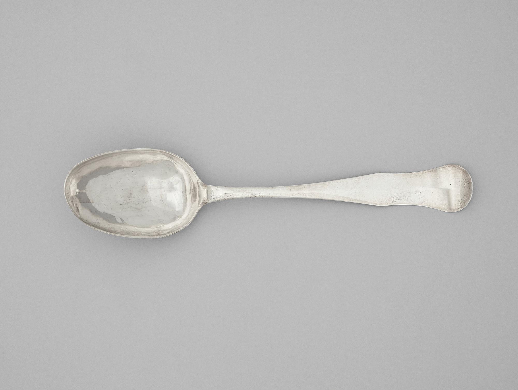 A Swedish 18th century silver serving-spoon, marks of Pehr Zethelius, Stockholm 1771.