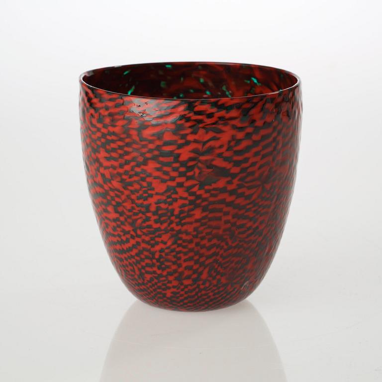 A Paolo Venini red and dark green 'Murrine' vase, Venini, Murano, Italy 1950's.