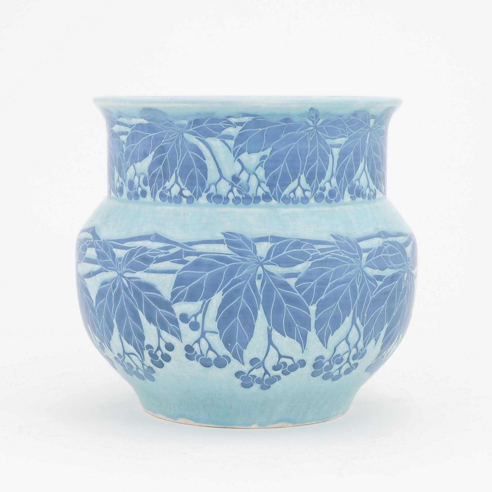 Josef Ekberg, a 'Sgrafitto' stoneware pot, Gustafsberg, Sweden, 1914.