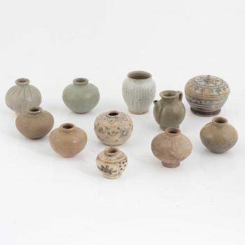 Eleven pieces of south east Asian pottery including Swatow ware, 19th century and older.