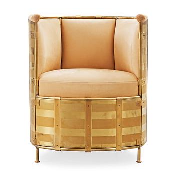 65. A Mats Theselius 'El Dorado' birch, brass and leather armchair, Källemo, Sweden post 2002.