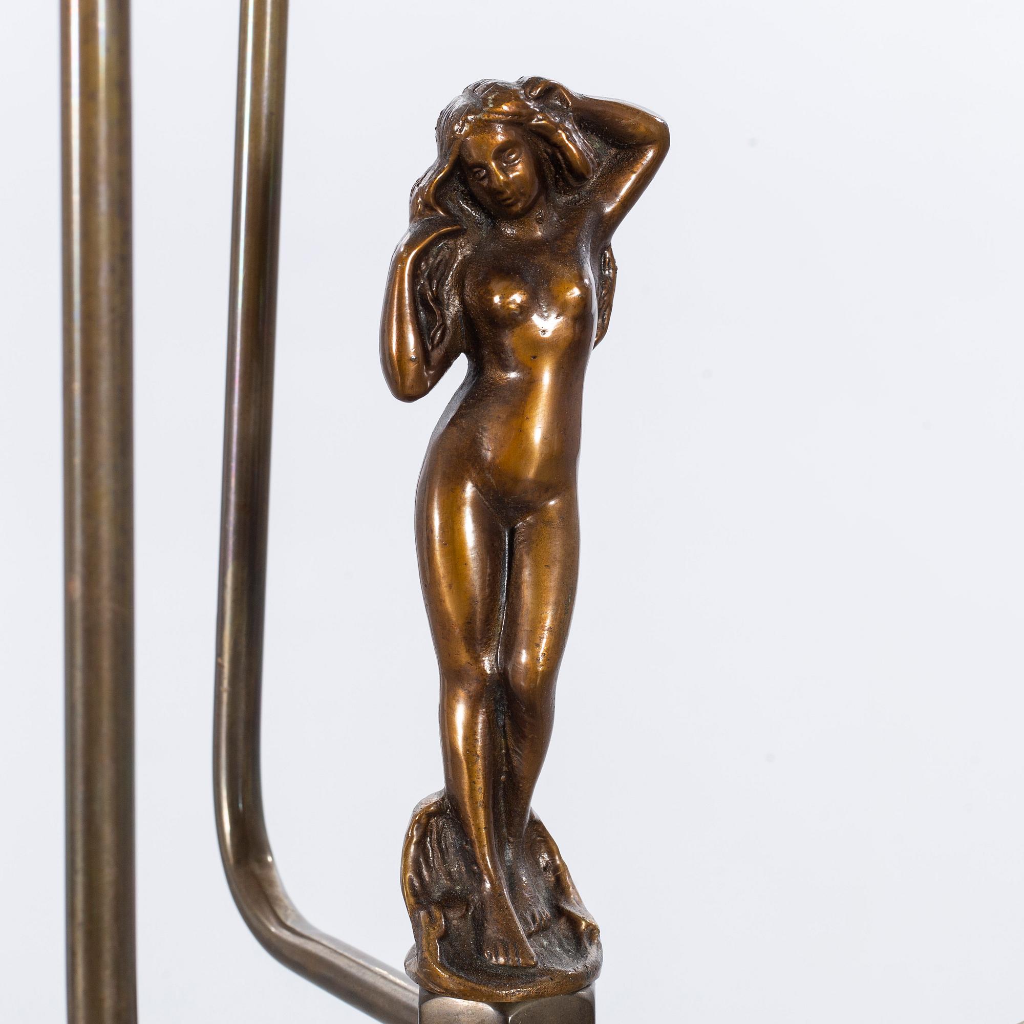 FLOOR LAMP, brass and glass, Armaturbolaget Malmö, 1930/-40's.