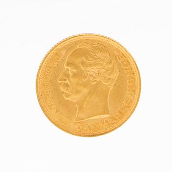 Gold coin 10kr Frederik VIII, Denmark 1908.