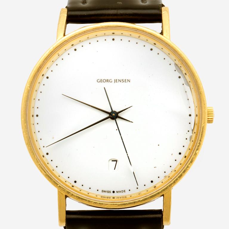 Georg Jensen, wristwatch, 18k, design, Henning Koppel.