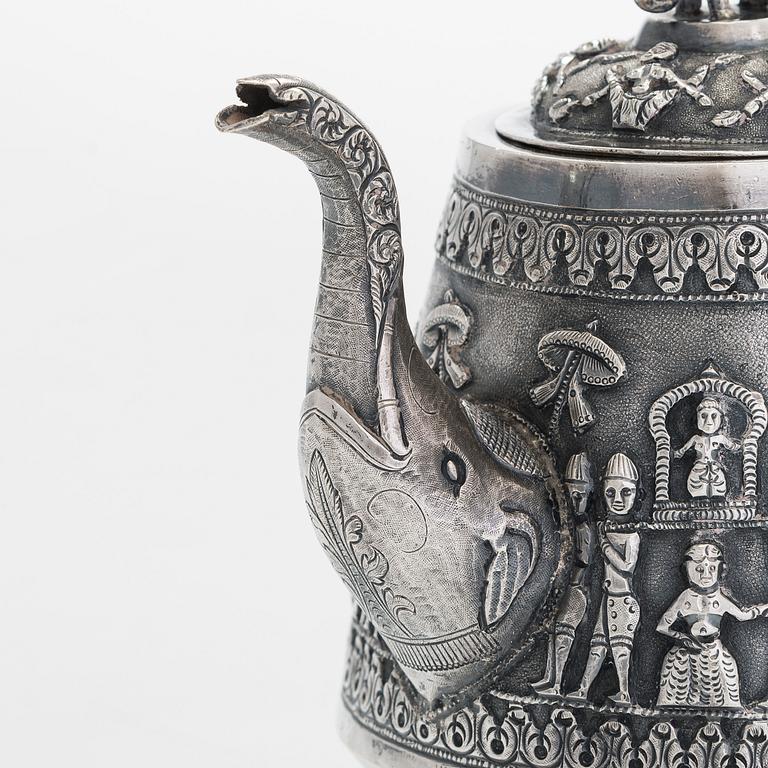 An Indian silver teapot.