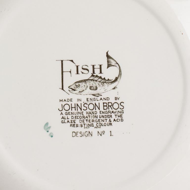 FISKSERVIS, 14 delar, porslin, "Fish", Johnson Bros, England.