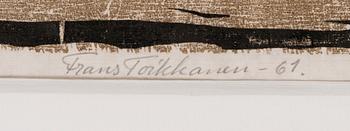 FRANS TOIKKANEN, woodcut, signed and dated -61, numbered T.p.l'a. 5/6-.