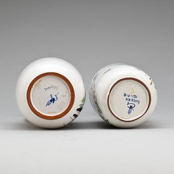KANNOR, stengods, 2 st. Stig Lindberg, Gustavsberg studio.