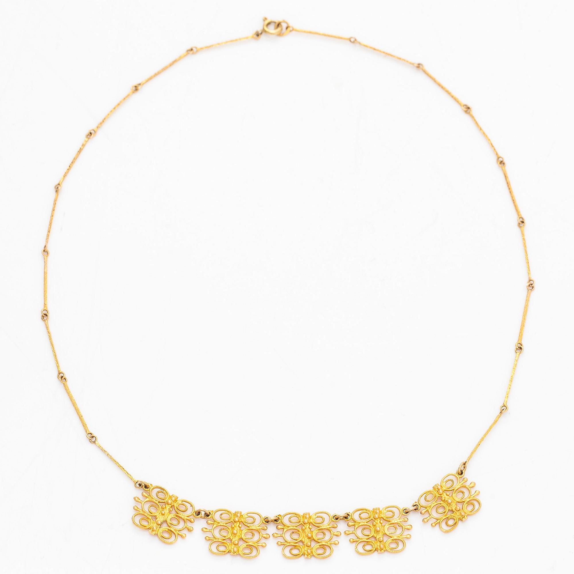 A 14K gold necklace, Finnish import marks.