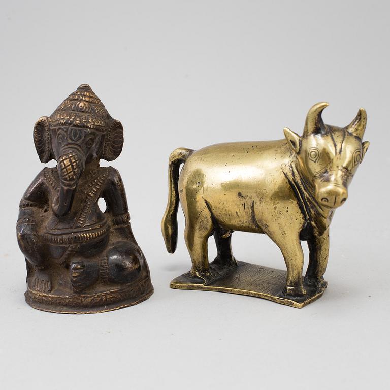 GUDOMAR, fem stycken, brons. Indien, tidigt 1900-tal.