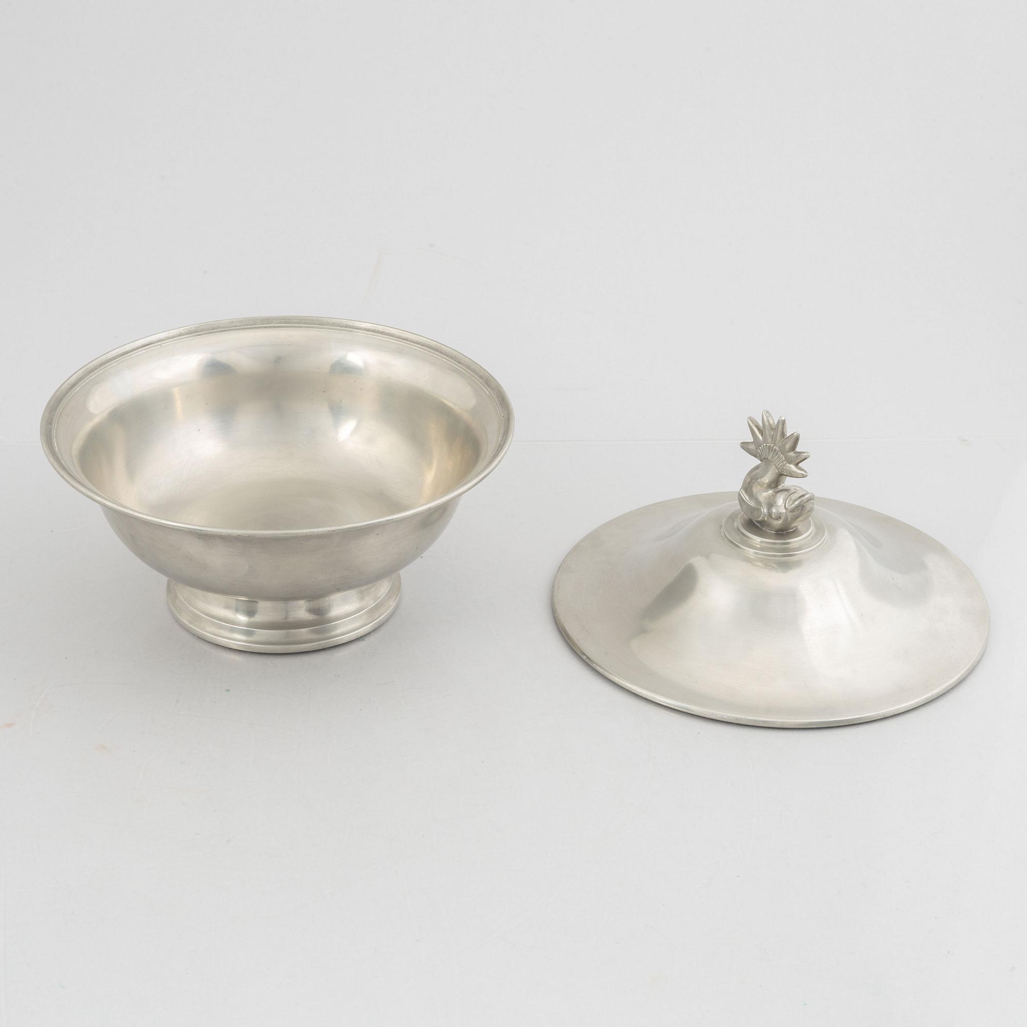 Nils Fougstedt, a pewter bowl with cover, Herman Bergman AB, Stockholm 1929.