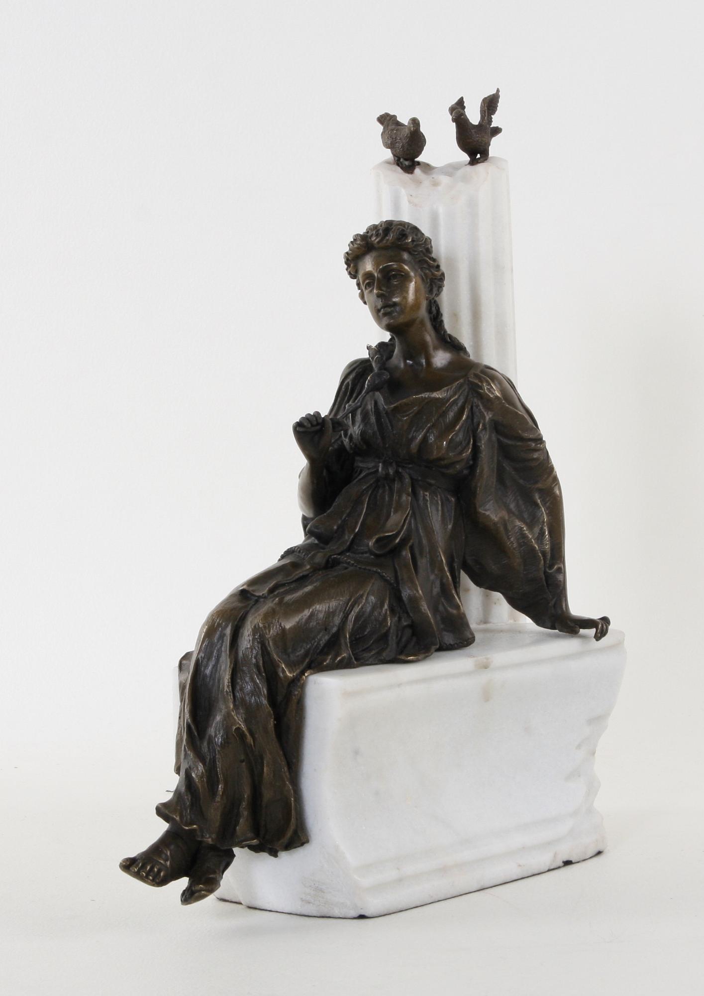 FIGURIN, patinerad brons och alabaster, 1900/2000-tal.