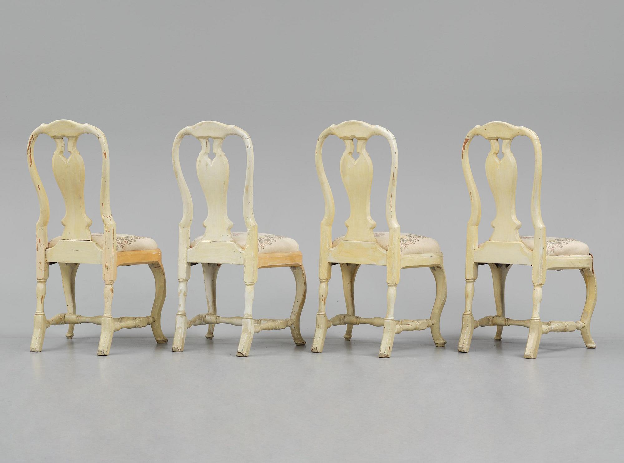 A set of four rococo chairs attributed to J. E. Höglander (master  in Stockholm 1777-1813).
