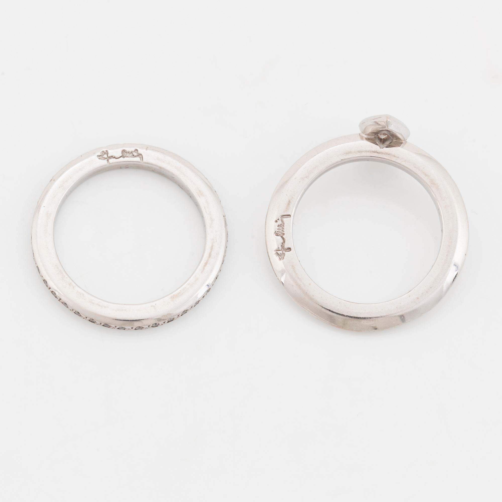 Efva Attling, ringar, 2st, 18K vitguld med diamanter.