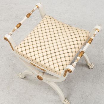A late Gustavian-style stool, late 19th century.