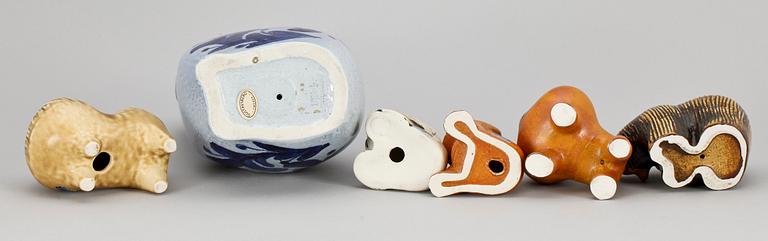 FIGURINER, 6 st, stengods, Lisa Larson, Gustavsberg.