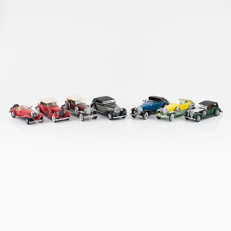 Seven die cast model cars, Franklin Mint.