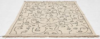 A hand-embroidered Kelim carpet, 203 x 148 cm.