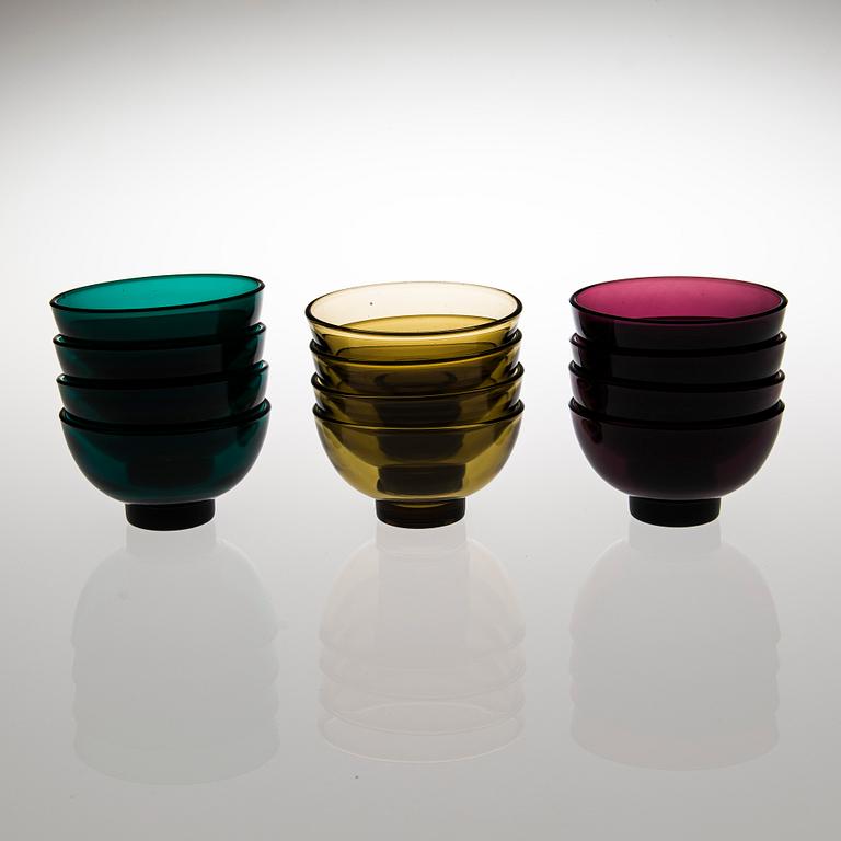 SKÅL SAMT DESSERTSKÅLAR, 12 st, glas, Riihimäen Lasi Oy.