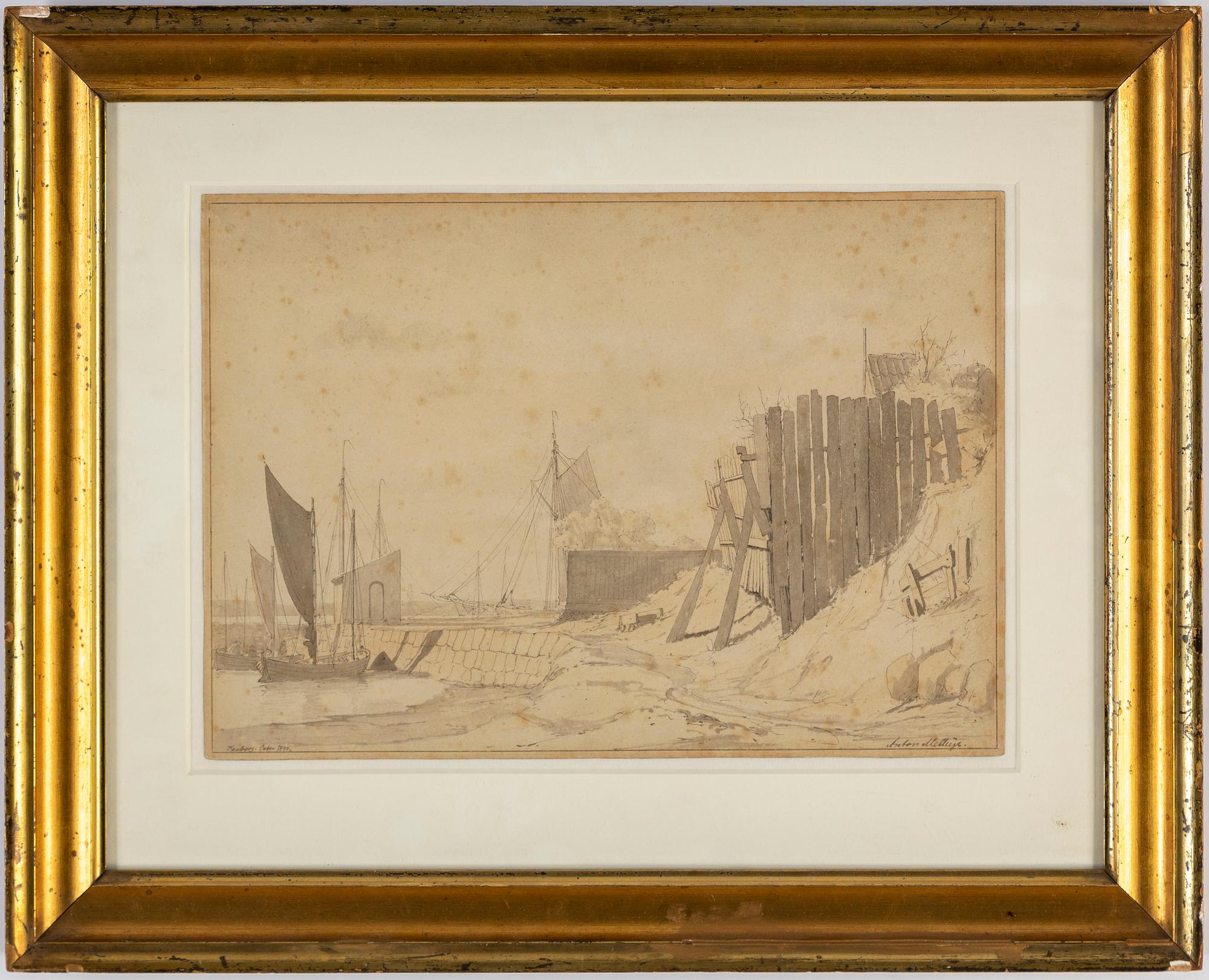 ANTON MELBYE, ink wash, signed and dated 1840.