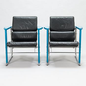 YRJÖ KUKKAPURO, a pair of 1980's 'Experiment arm chairs' for Avarte.