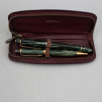 Montblanc, a fountain pen and a pencil in a leather case, 1950's.