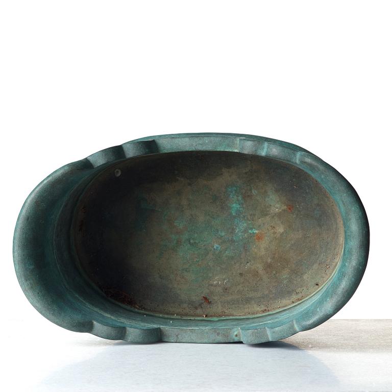 Signe Persson-Melin, a green patinated bronze "Barca" jardinière by Skånska Klockgjuteriet AB, Hannas, Sweden 1999.