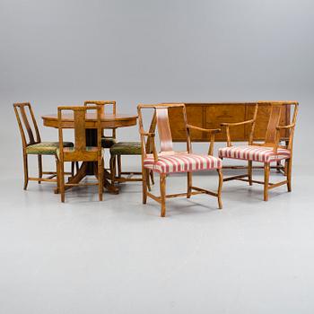 A dining furniture set comprising of eight pieces by Carl Malmsten.