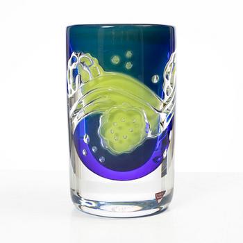 Olle Alberius, an Ariel glass vase, Orrefors, 1980's.
