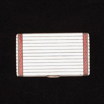 CIGARETTETUI, silver och emalj, Tyskland 1900-talets början.