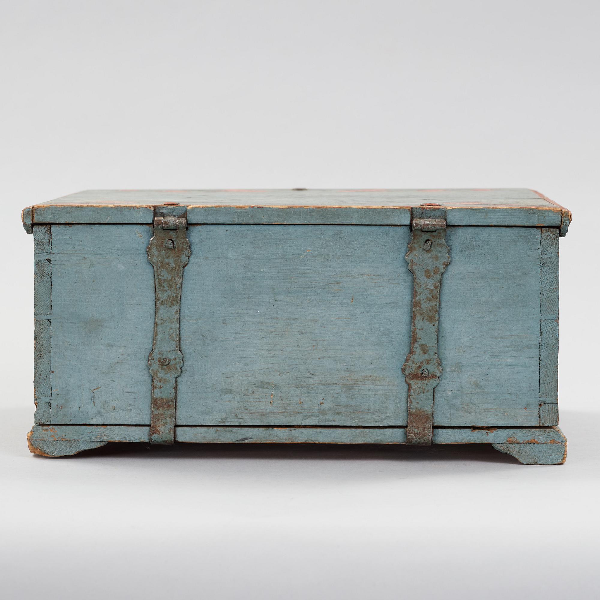 a painted swedish wooden box dated 1812.