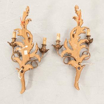 Wall sconces a pair Louis XV style Italy early 20th century.